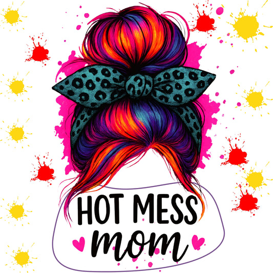 "HOT MESS MOM" G180 Gildan Crewneck Pullover Sweatshirt