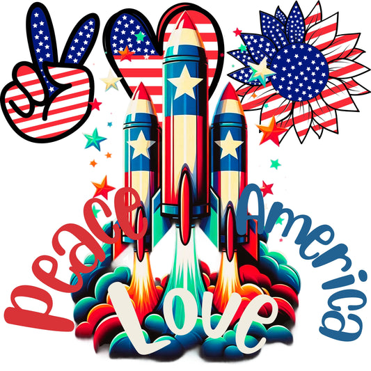 PEACE-LOVE-AMERICA- G540 LS T-Shirt 5.3 oz.