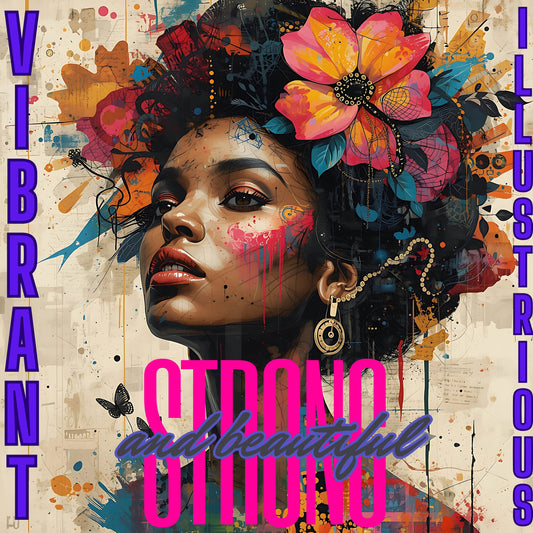 " Vibrant "Strong and Beautiful" POSSQE Satin Square Poster " Product: POSSQE Satin