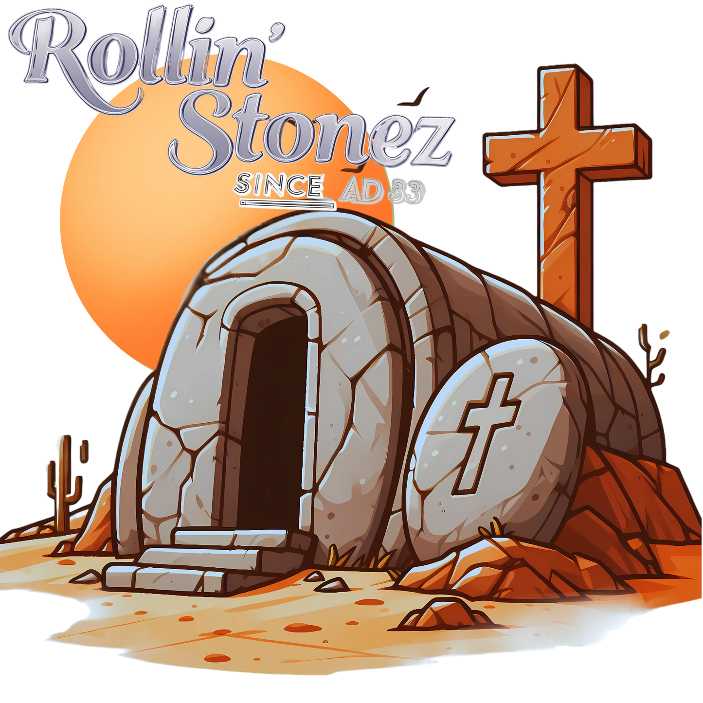 "Rollin' Stonez Christ" Gildan unisex soft style Tee-Downloadable PNG