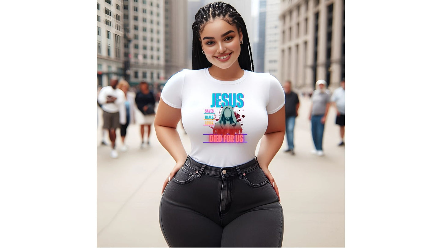 "Jesus Died for Us" Gildan Soft style Short Sleeve T-Shirt- Downloadable PNG
