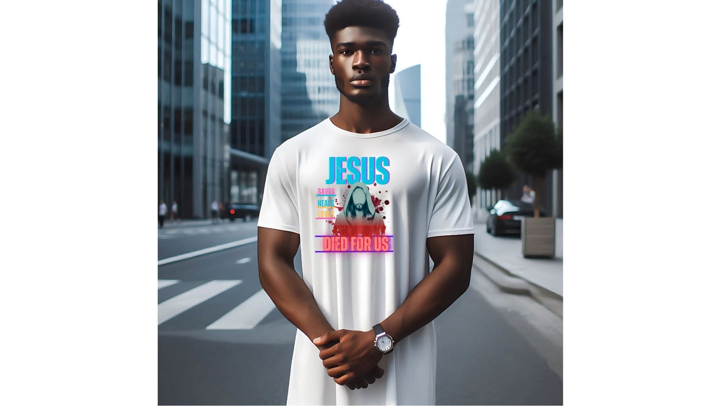 "Jesus Died for Us" Gildan Soft style Short Sleeve T-Shirt- Downloadable PNG