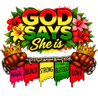 "Gods Says" B6400 Bella + Canvas Ladies Relaxed Jersey Short-Sleeve T-Shirt