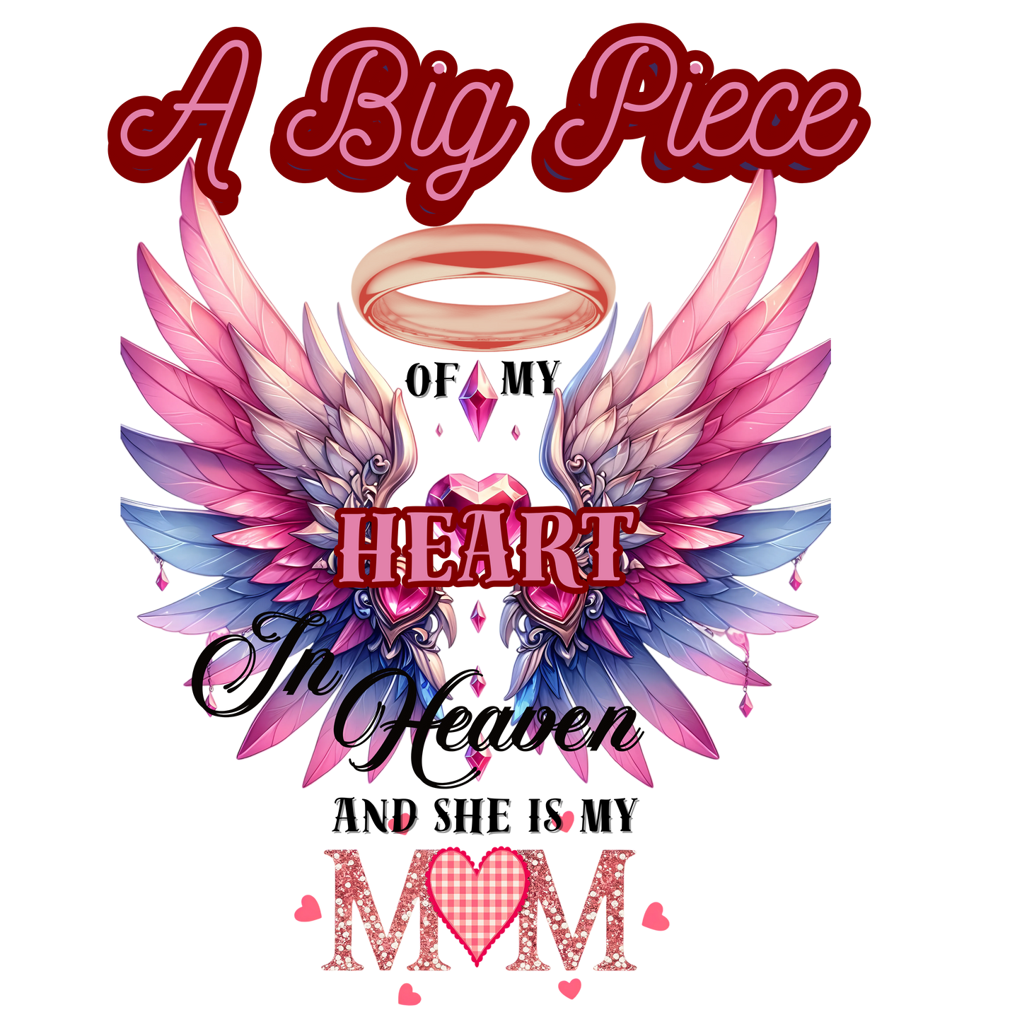 "Mom" Memorial Heart" Gildan Soft style Tee